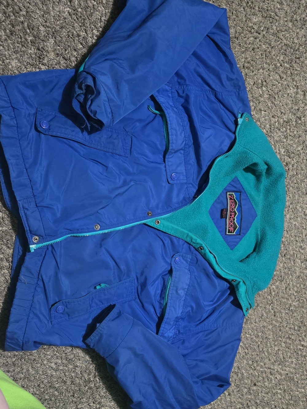 ZeroXposur VINTAGE Royal Blue Winter Jacket with Teal Fleece Lining.